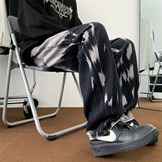 渐变色扎染牛仔裤男美式复古高街oversize设计感阔腿裤K7612-P42，男装牛仔裤，星座512-3