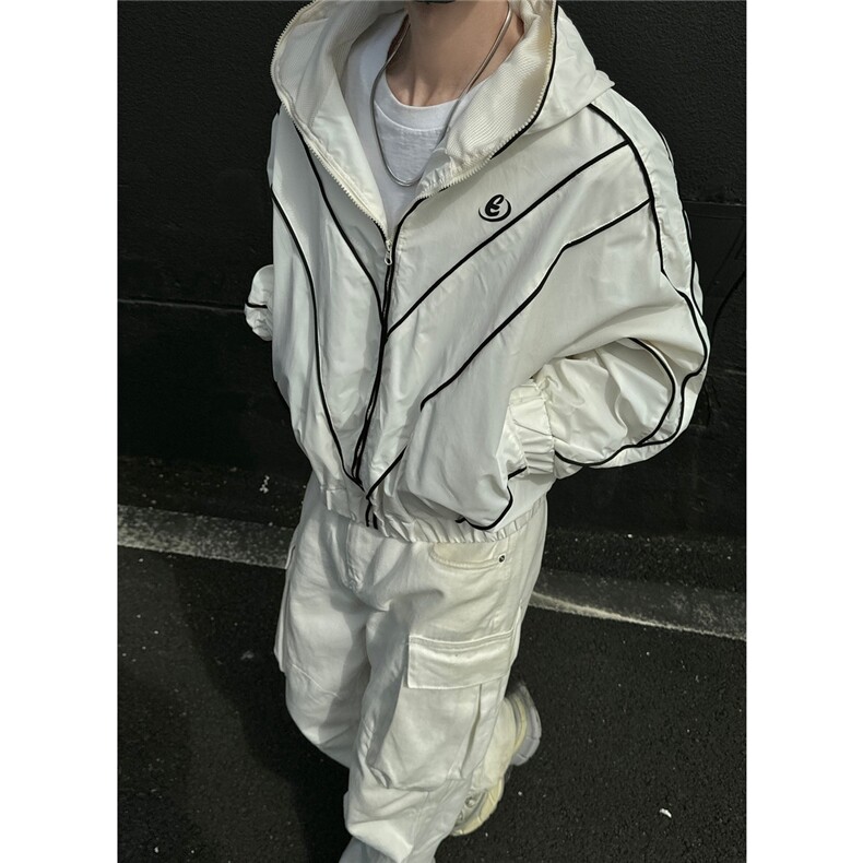 春秋夹克撞色拼接外套设计款美式运动夹克潮1016-1JK71P90K118,男装夹克,星座1016-1（原电商B408-1）