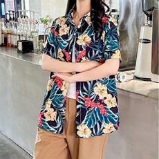 港味碎花短袖衬衫女夏季新款洋气休闲宽松显瘦百搭上衣CS89/P30，女装衬衫，星座506