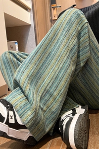 8XL-M特大码呢料加绒裤男新年裤条纹卫裤休闲基础款K948P60加绒70图片