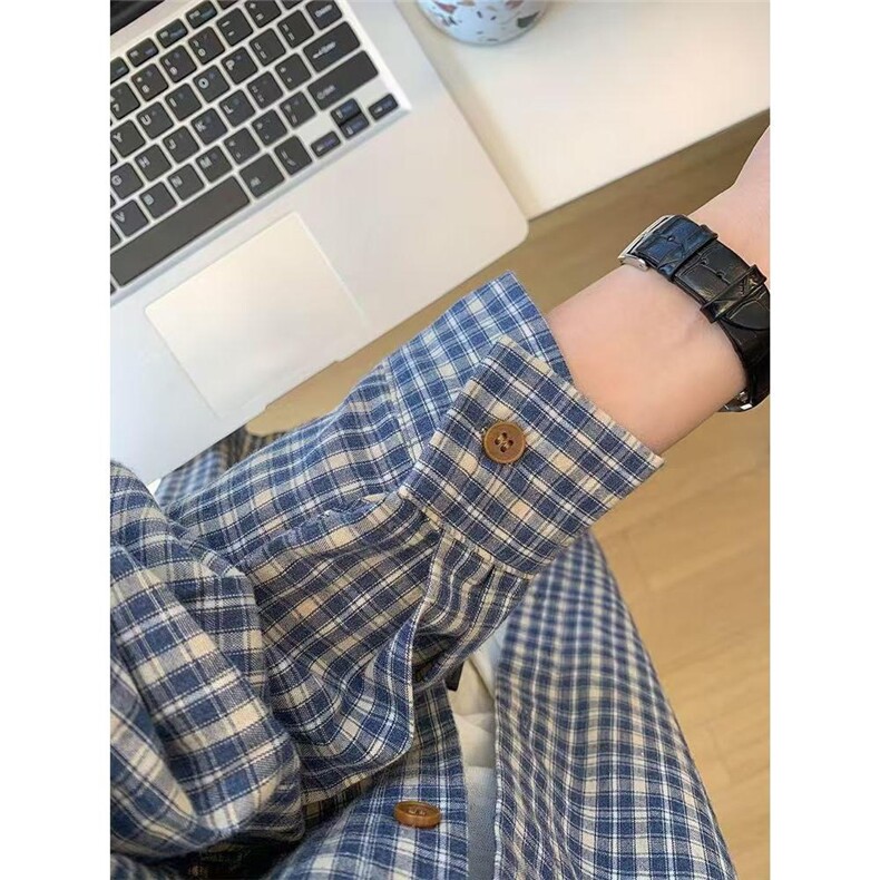 自拍风 蓝格格子衬衫ZC080-P38图片
