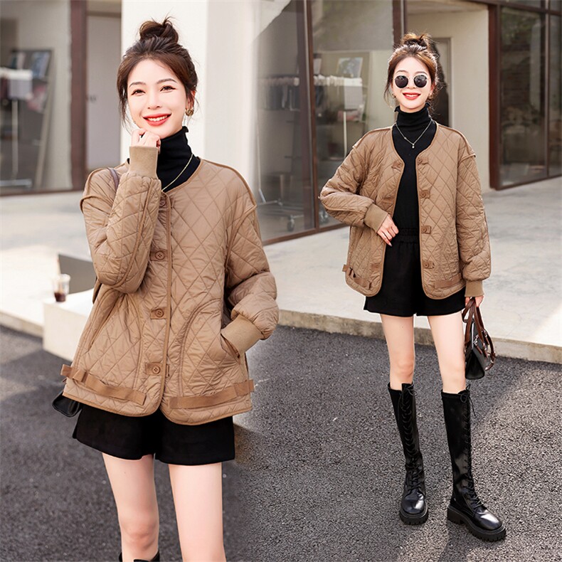 时尚百搭短款棉服女2024冬季新款加厚保暖外套显瘦修身夹克上衣，女装棉衣/棉服，橙子家