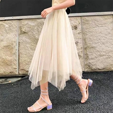 网纱半身裙女2025春秋新款不规则高腰韩版百搭A字时尚显瘦裙子，女装半身裙，灵动羽绒服工厂