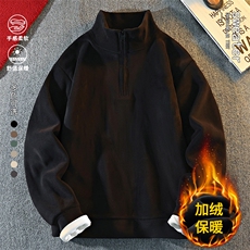 秋冬季新款男士套头半拉链卫衣百搭加绒加厚奥利绒外套7213-P42元，女装短外套，星座1706