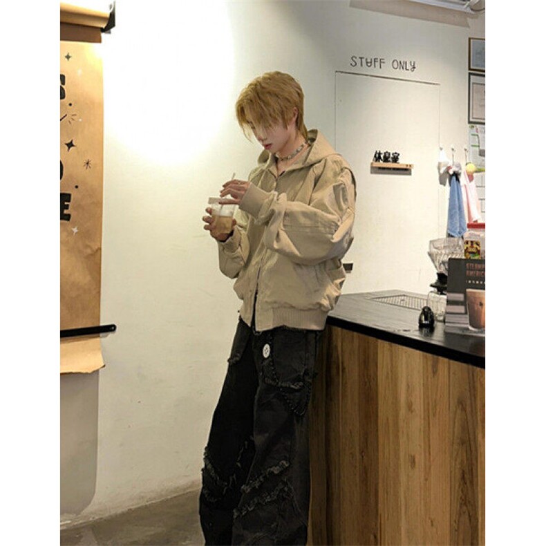 痞帅连帽外套男春秋款cleanfit重磅高级感帆布水洗夹克J7709,男装夹克,星座1116A（原606A-3）