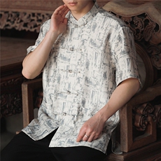 D4211^夏季新中式风半袖男上衣，男装T恤，钱塘777(原3023)