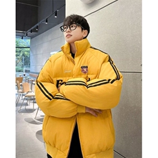 美式潮牌字母棉服男复古条纹加厚面包服情侣款棉衣外套M9093-P115，男装棉衣，星座1001-1