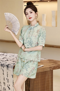 新中式国风套装小个子夏季女装气质洋气时尚减龄显瘦短裤两件套图片