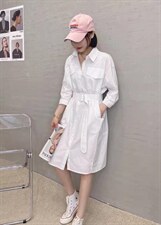 新款洋气配腰带百搭显瘦连衣裙，女装连衣裙，L·H·X