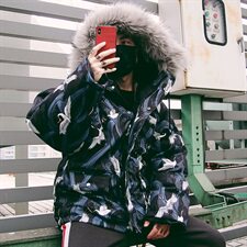 冬季韩版国潮仙鹤满印情侣棉衣宽松加厚棉服男外套Y05-P130，男装棉衣，星座1501