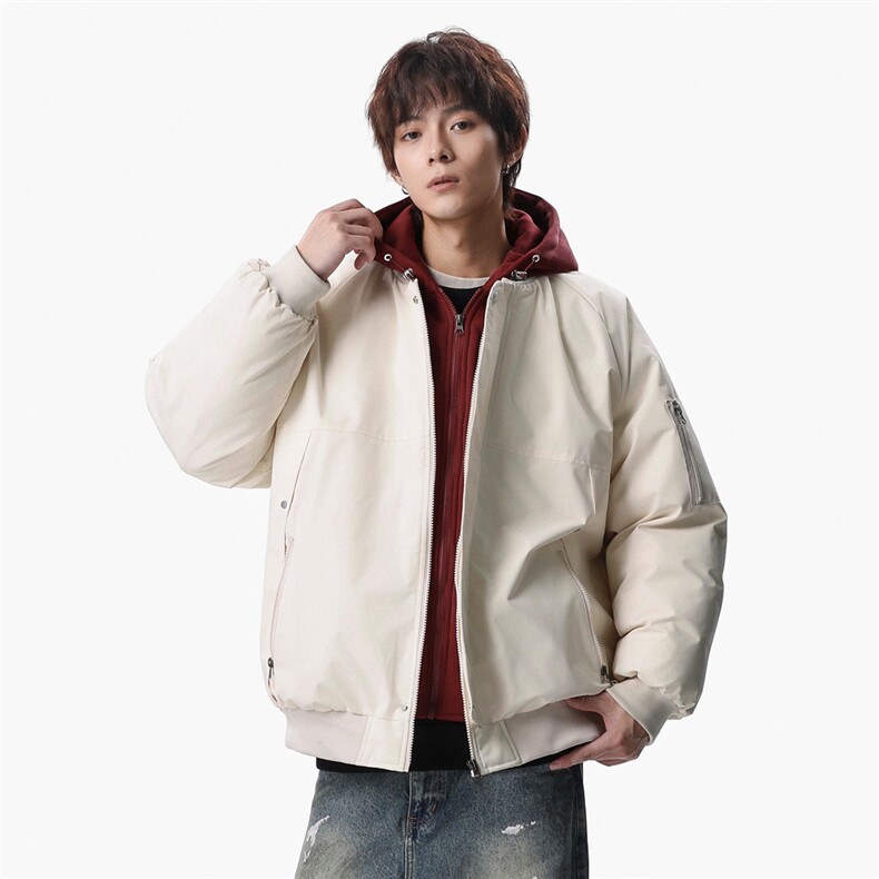 新款冬季大码羽绒棉服棉袄连帽假两件韩版宽松外套A436-2583-P95,男装棉衣,电商A436