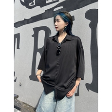 港风大码网红凉感宽松翻领短袖衬衫男女XZ213-CS8804-P35控58，男装T恤，星座213
