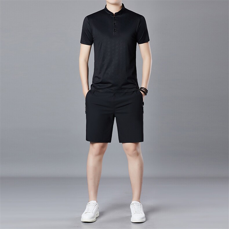 BGW8031183夏季男式速干短袖短裤二件套运动休闲圆领修身t恤套装,男装牛仔裤,电商B360