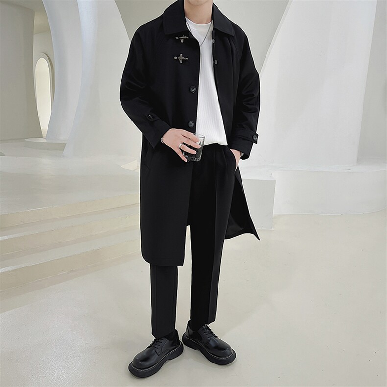 轻熟高端中长款宽松韩版大衣外套风衣男A236-FY5055-P155,男装风衣,电商A236