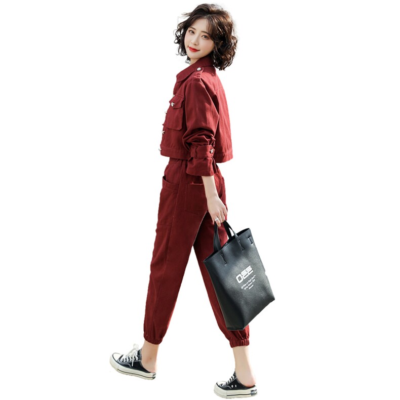 2021春季新款时尚优雅潮流休闲百搭舒适牛仔两件套,女装套装/套裙,纯色衣恋