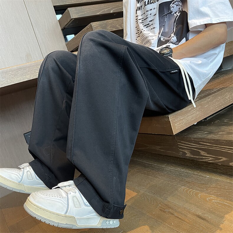 2025春季新款垂感休闲裤男宽松直筒卫裤九分裤纯色百搭K222P55,男装休闲裤,电商B278