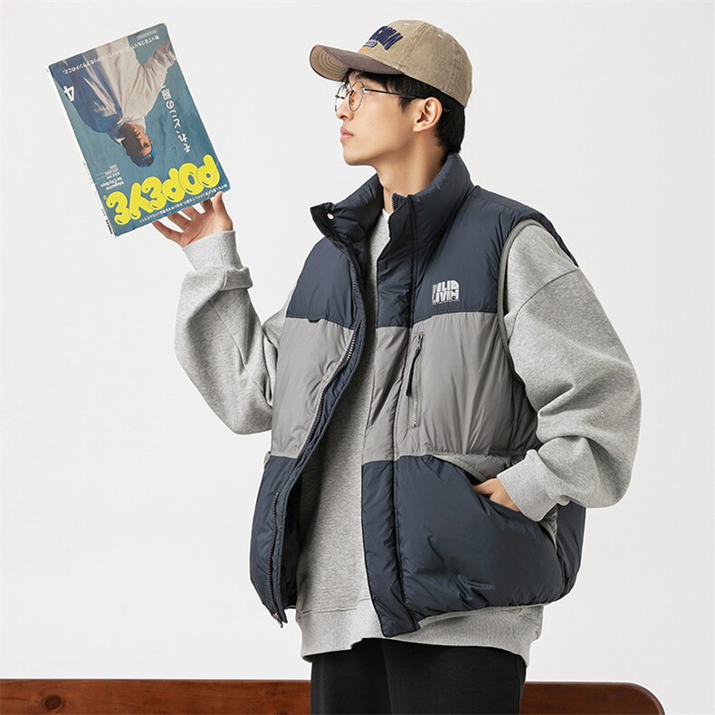 2026冬季新款男日系潮牌立领白鸭绒羽绒服马甲加厚外套YR26-F199,男装羽绒服,电商A101（原外27）
