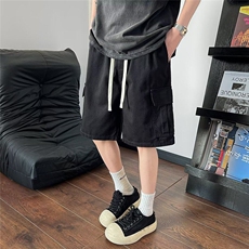 短裤男夏季潮流卡其色工装宽松五分裤休闲直筒纯棉裤子K6183X-P34，男装棉裤，星座412-2