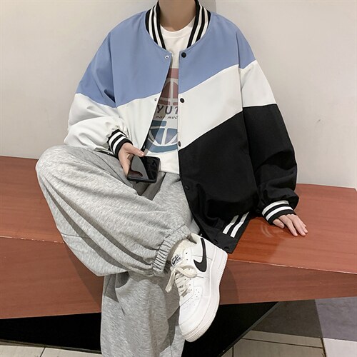 春装新款2022休闲百搭撞色男棒球服夹克外套情侣款D201-DM97-P65图片
