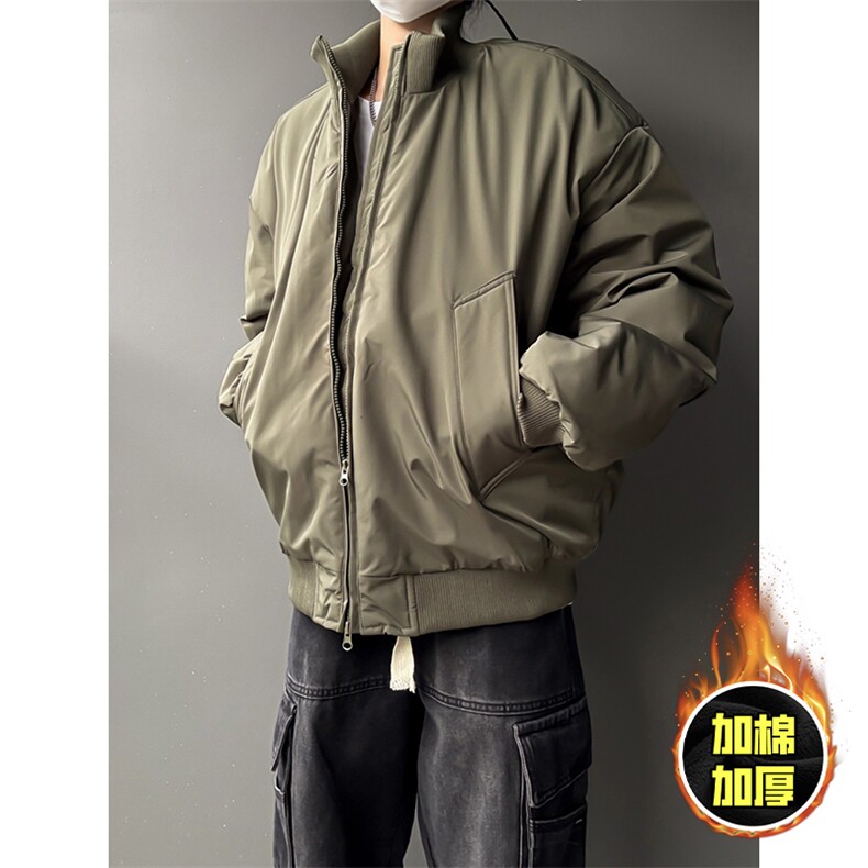 棉衣5W件现货冬季美拉德立领飞行夹克廓形高街棒球服加棉加厚外套，男装夹克，电商A486