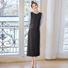 2025年春季新款假两件拼色两件套装女，女装套装/套裙，沁沁公主