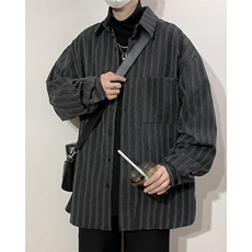 2024春季新款日系潮牌衬衣美式复古条纹长袖衬衫现货W8117-P52，男装衬衫，星座512-4