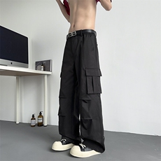 模特-春秋美式直筒伞兵工装裤男宽松多口袋裤子9007-P58，男装休闲裤，电商B380（原B361）