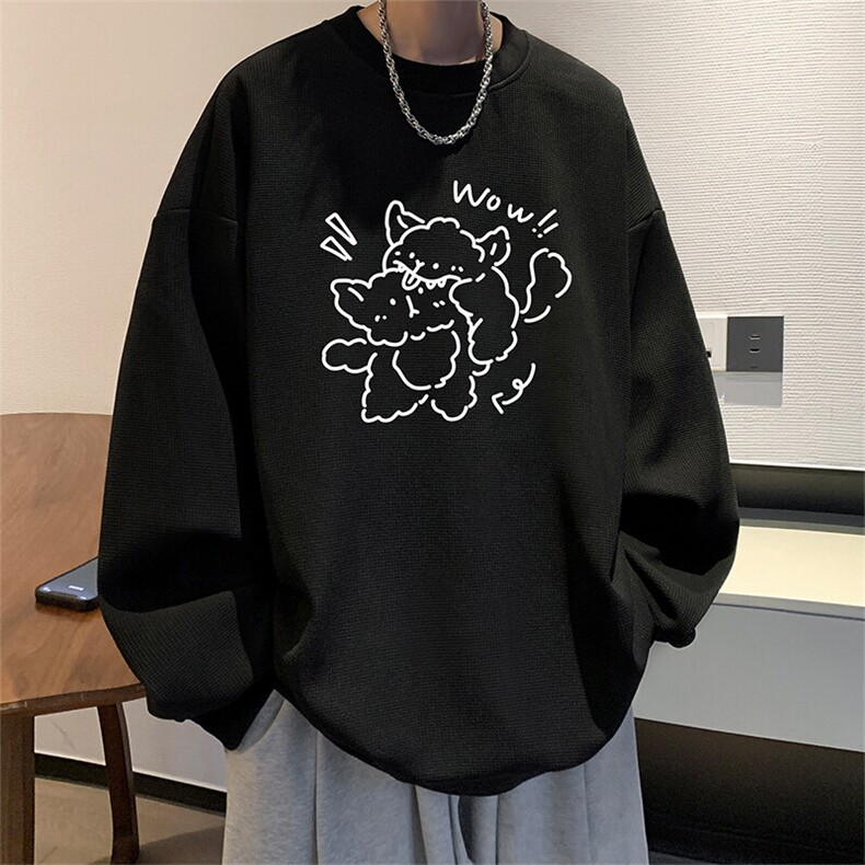 5XL华夫格卫衣男大码胖子圆领长袖t恤 HW76427-P30图片