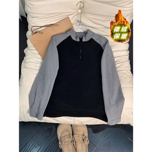 半拉链德绒打底衫男款秋冬美式健身训练服保暖运动T恤LYT177-P35图片