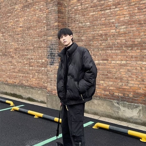 23新款冬季复古加厚保暖立领棉服男士宽松休闲压皱设计面包服图片