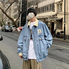 牛仔夹克男衣服韩版宽松潮流帅气百搭青少年休闲百搭工装外套男，男装工装外套，星座1210-1