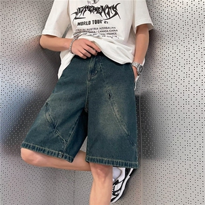牛仔短裤男女韩版潮流帅气宽松百搭2025夏季ins五分裤RK2766-P42图片