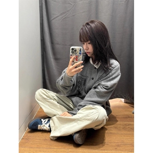 美式复古印花纽扣开衫毛衣慵懒高级感针织衫外套情侣潮SW50016图片