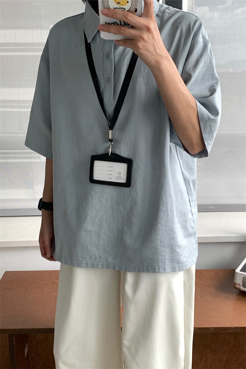 高品质老钱风亚麻男士polo衫短袖衬衫领T恤夏装宽松半袖S433-特32,男装Polo衫,电商A233-1
