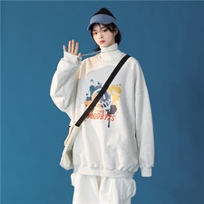 中性21秋装新款圆领套头宽松卫衣潮流情侣男女潮流外套WY086 P38图片