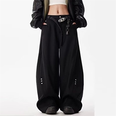 网络图现货美式高街高级感小众裁剪褶皱阔腿弯刀西裤JK334-P52，男装西裤，星座715-7
