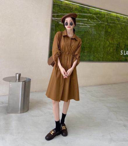 秋季衬衫裙，女装衬衫，吉之红