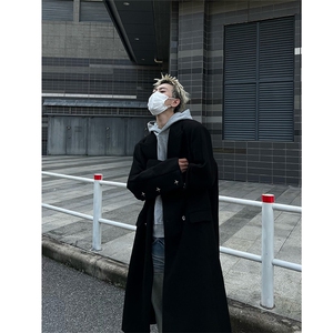 冬季高街痞帅毛呢大衣男过膝中长款宽松风衣外套XZ811A-F198-P128图片