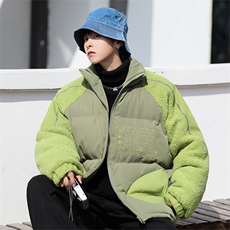 M8022-P89美式羊羔毛拼接立领潮牌棉服，男装棉衣，星座1501-1