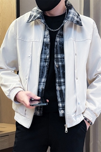 假二件寸衫夹克男时尚店主小伙风潮潮流男秋冬外套TZ2589P78控128图片