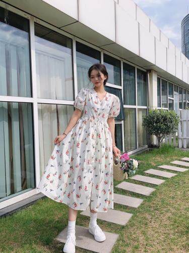 夏装韩版印花连衣裙，女装连衣裙，CL.chuling