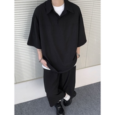TZ778-特P55控98夏季冰丝七分裤短袖衬衫大码T恤套装，男装牛仔裤，电商A059