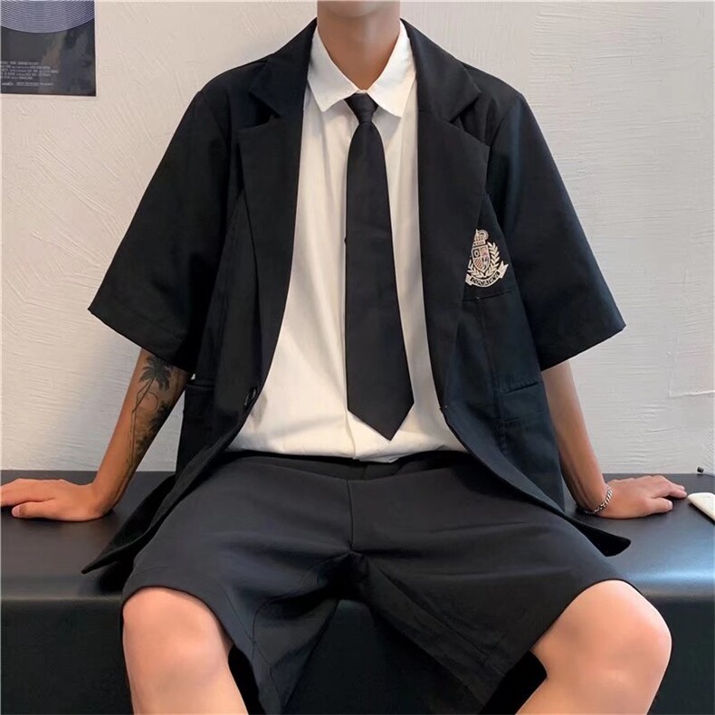 短袖西装外套男ins潮牌潮流宽松夏季青少年原宿风西服XZ0121-P45,男装西服,星座308B-1