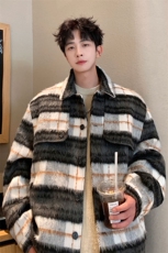 毛呢格子秋冬装外套设计感潮牌夹克小香风宽松上衣836P108，男装夹克，电商A458A