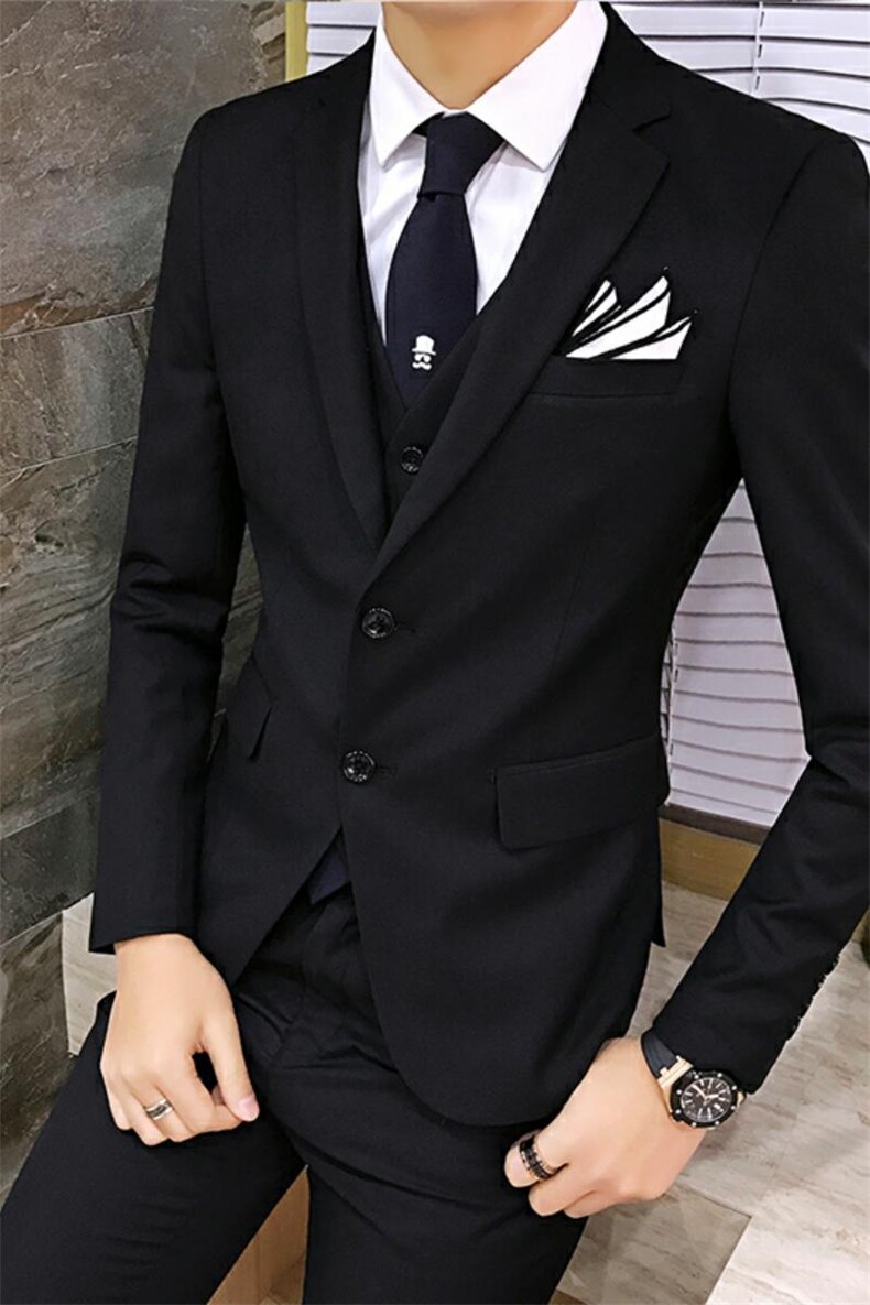 两粒扣纯色男装西服套装三件套职业商务1012-W6502-P180,男装西服套装,星座1012