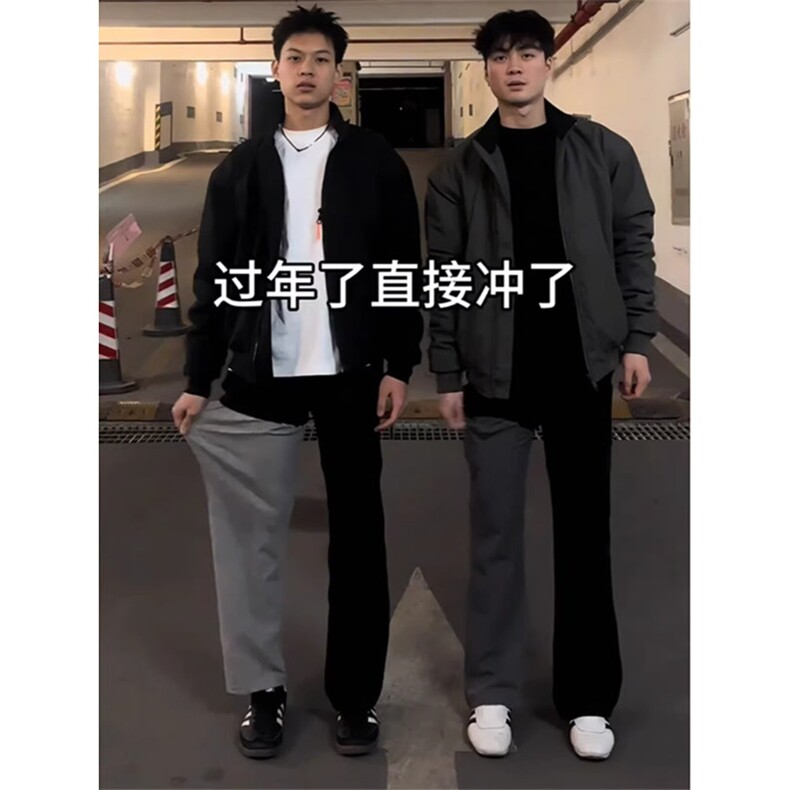 W10811-P35网图现货新款美式高街廓形西裤休闲裤直筒微喇裤子,男装西裤,星座1608