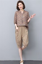 夏季纯苎麻上衣裤子两件套2022年夏季女款中年妈妈时尚套装，女装套装/套裙，忆绮罗