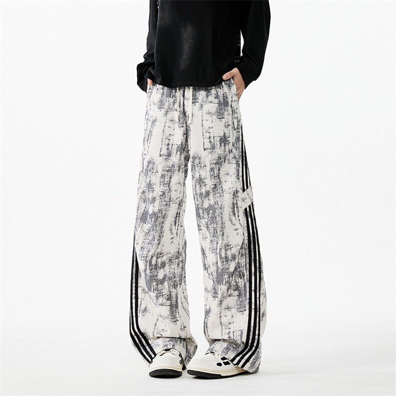 2025秋季新款潮流扎染脏脏裤条纹宽松休闲裤B313-K843-特p40控78，男装休闲裤，电商B313