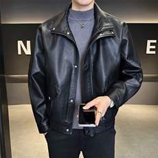 2025秋季皮衣男宽松时尚潮流休闲百搭皮夹克外套C317-J911-P165，男装皮衣，电商C317