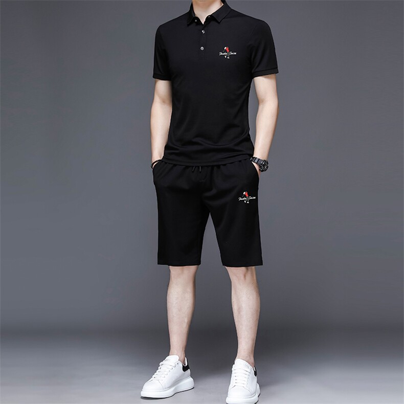 T恤男夏季套装polo领冰丝速干短袖短裤长裤子三件套休闲运动套装,男装休闲套装,电商B212（原钱塘6029）